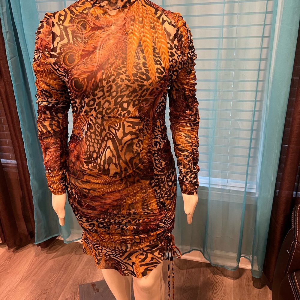 Animal Print Long Sleeve Dress